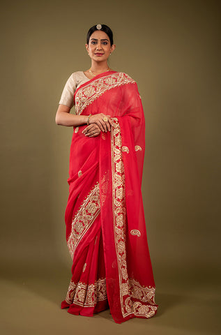 Viscose Chiffon Gotapatti Work Saree