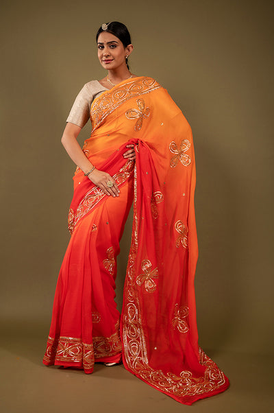 Pure Chiffon Gotapatti Work Saree