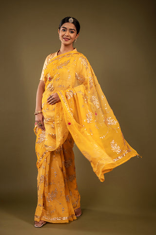 Pure Chiffon Gotapatti Work Saree