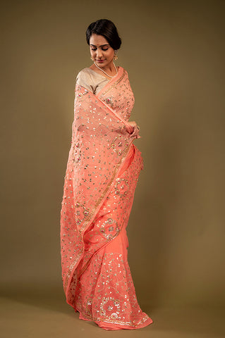 Pure Chiffon Gotapatti Work Saree