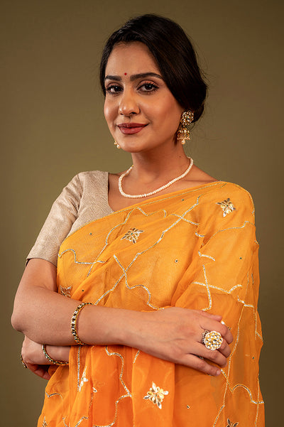 Viscose Chiffon Gotapatti Work Saree
