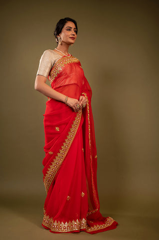 Viscose Chiffon Gotapatti Work Saree