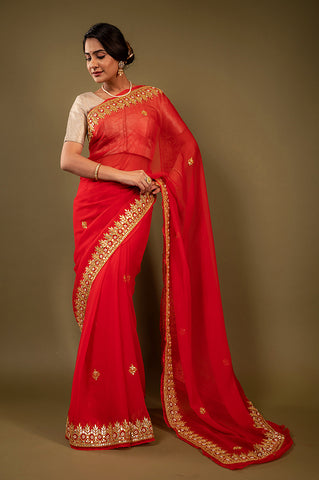 Viscose Chiffon Gotapatti Work Saree