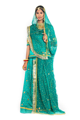 Rama Green Sequins Zardosi Poshak - Yuvti