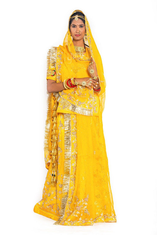 Dark Yellow Aari Zardosi Resham Poshak - Yuvti