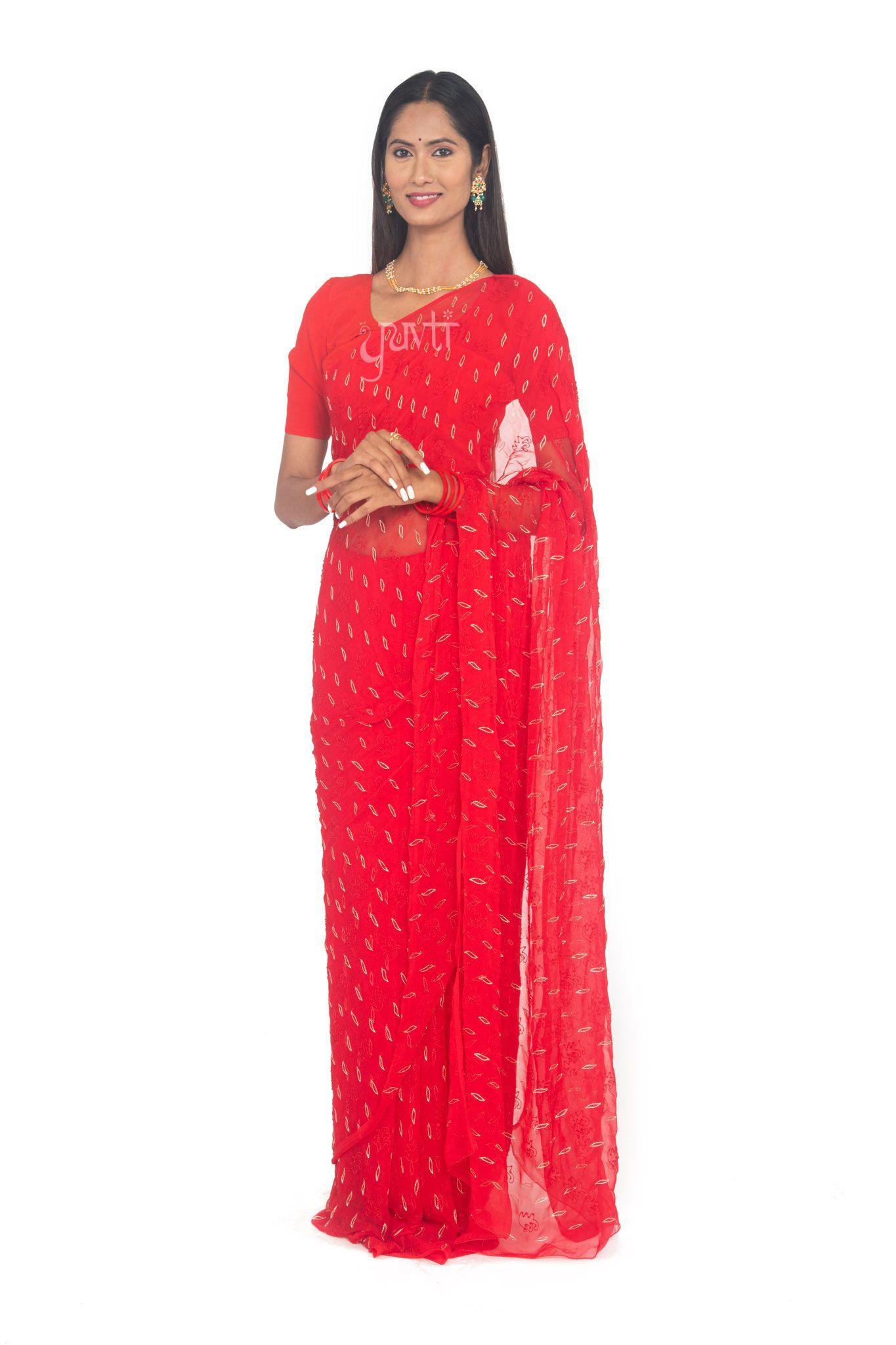 Viscose Chiffon Aari Work Saree - Yuvti