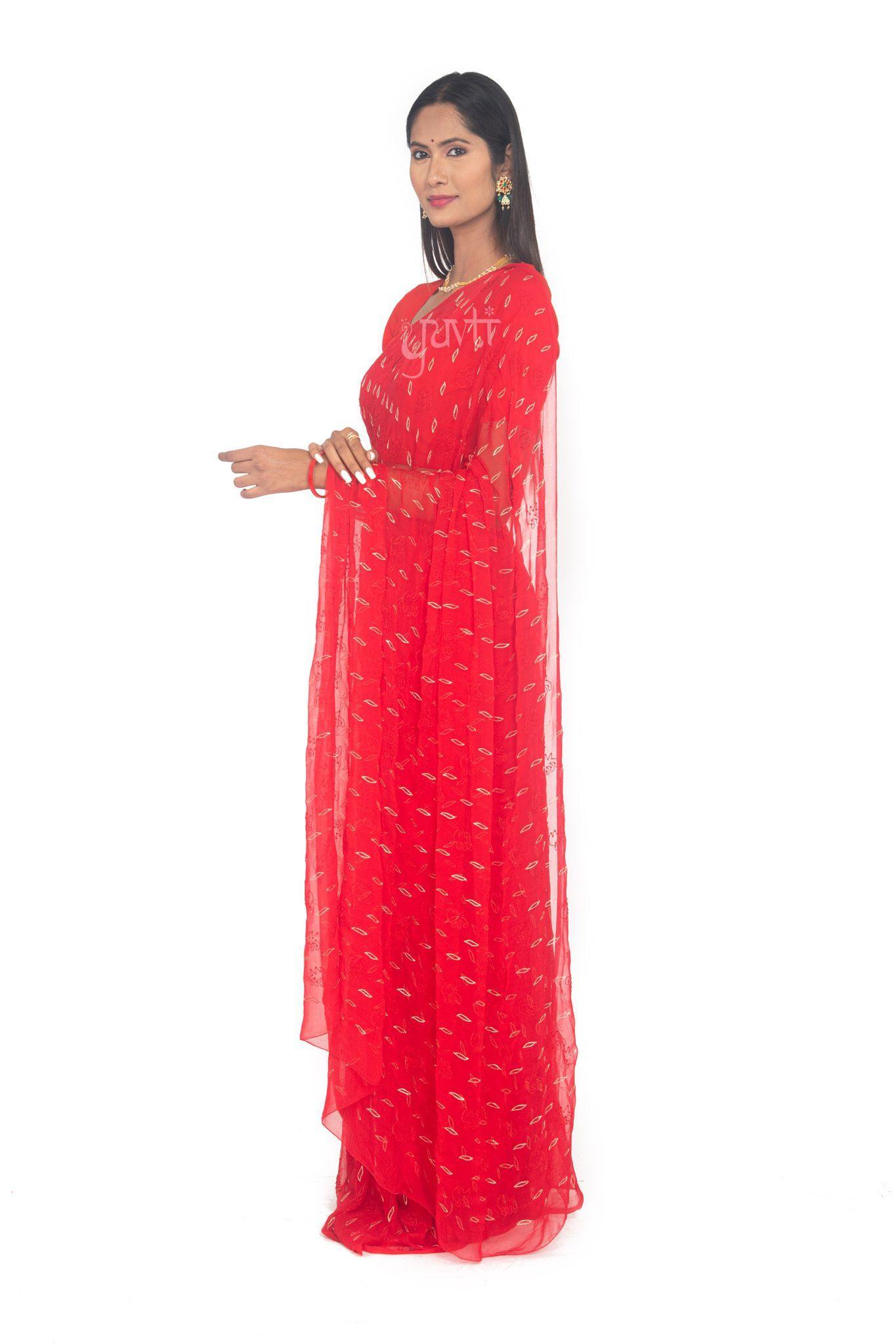Viscose Chiffon Aari Work Saree - Yuvti