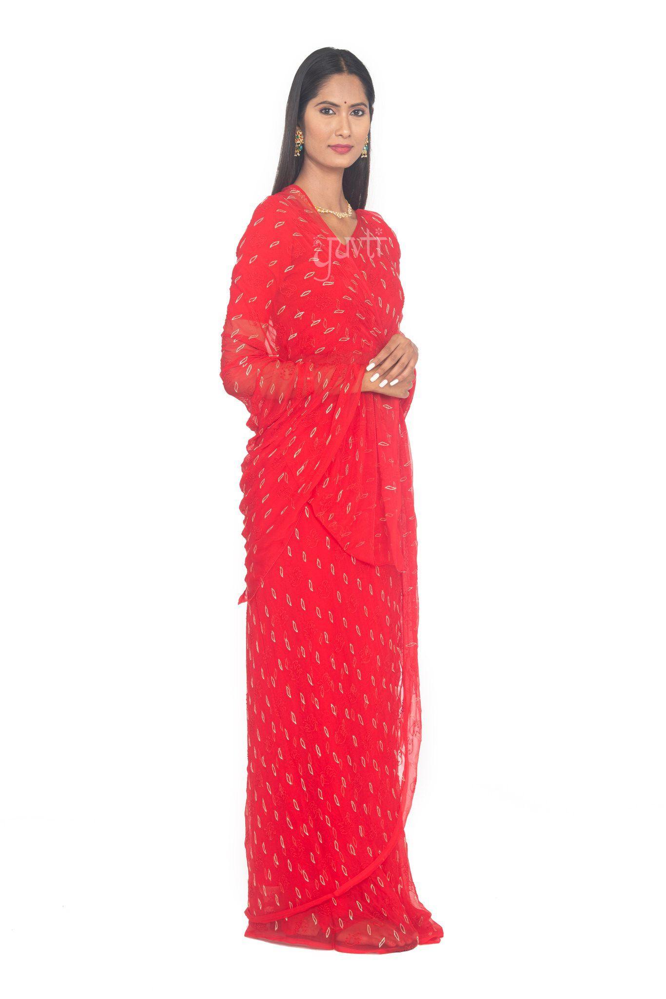 Viscose Chiffon Aari Work Saree - Yuvti