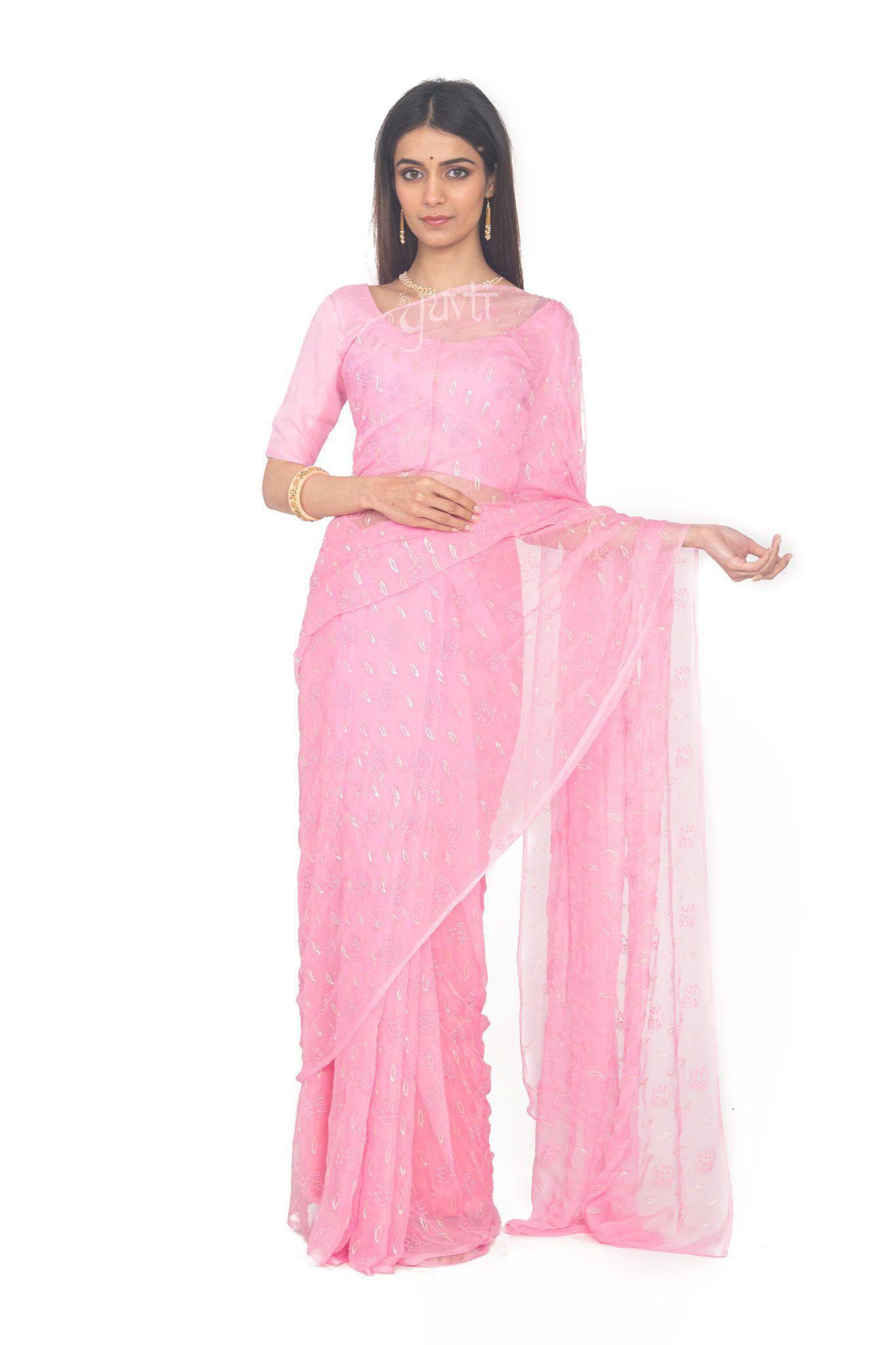 Viscose Chiffon Aari Work Saree - Yuvti