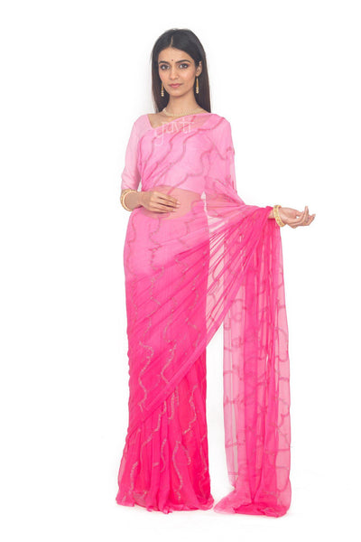 Katori Work Viscose Chiffon Saree - Yuvti