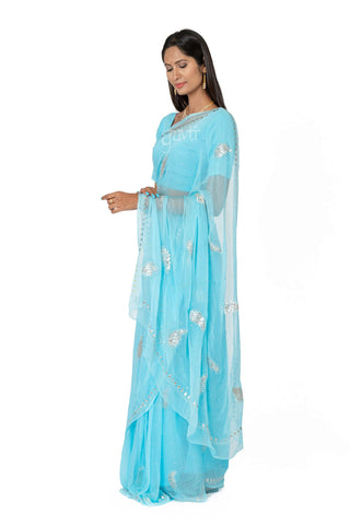 Gota Patti Viscose Chiffon Saree