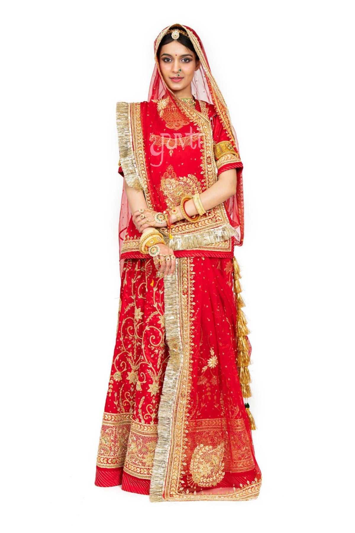 Zardosi Red Bridal Poshak - Yuvti