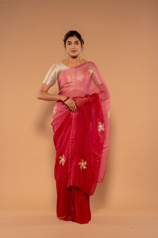 Aari Sequins Wine Saree