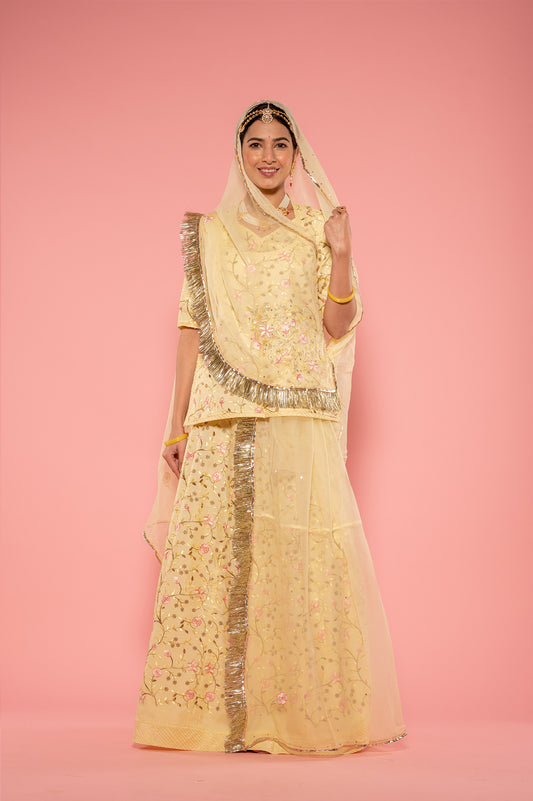 Aari Resham Lemon Yellow Suit